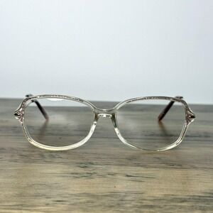 Vintage Silver Dollar Oval Eyeglass Frames 54-15-135 Clear Pink Metal‎ Unisex